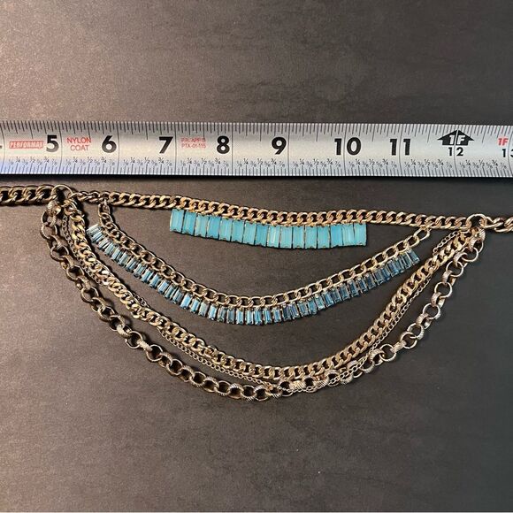 Turquoise Blue Beaded statement necklace cosplay tribal Egyptian princess weddin - Picture 15 of 16